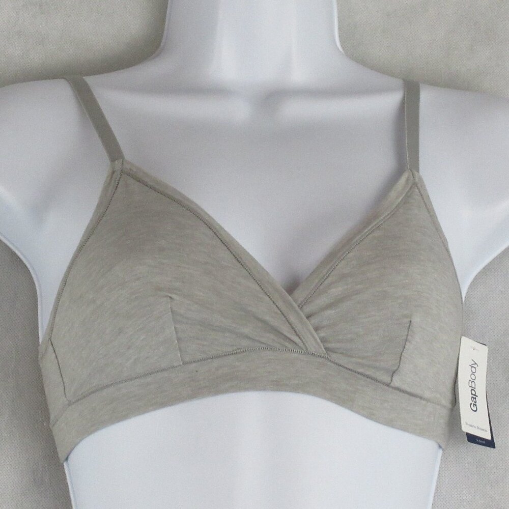NWT GAP GapBody Women's Breathable Full Coverage Bralette, Gray Heather, Small